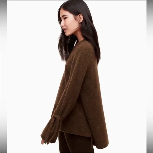 Aritzia The Group Babaton Malcorra Tie Sweater Light Grey Wool/Yak Blend Size S - Picture 9 of 9